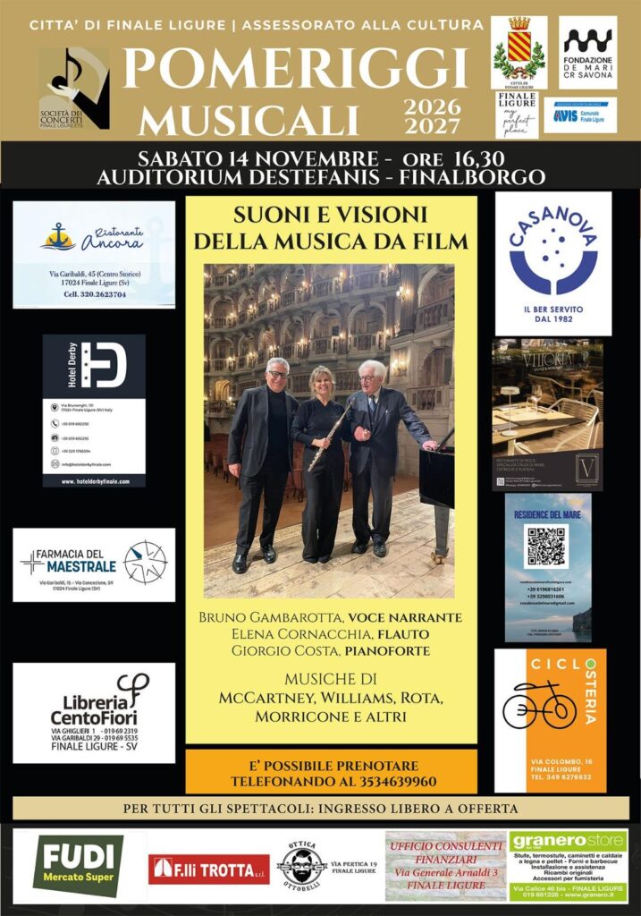 Pomeriggi musicali 2026/27: Suoni e visioni della musica da film